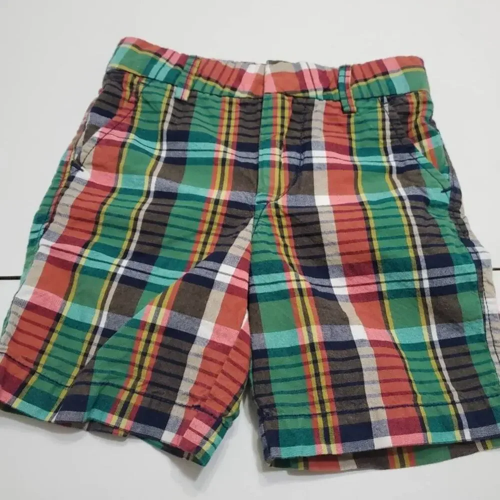 Gap Baby Boys Lot Of 2 Shorts Black Red Plaid Buckle Pockets 100% Cotton 3Y‎